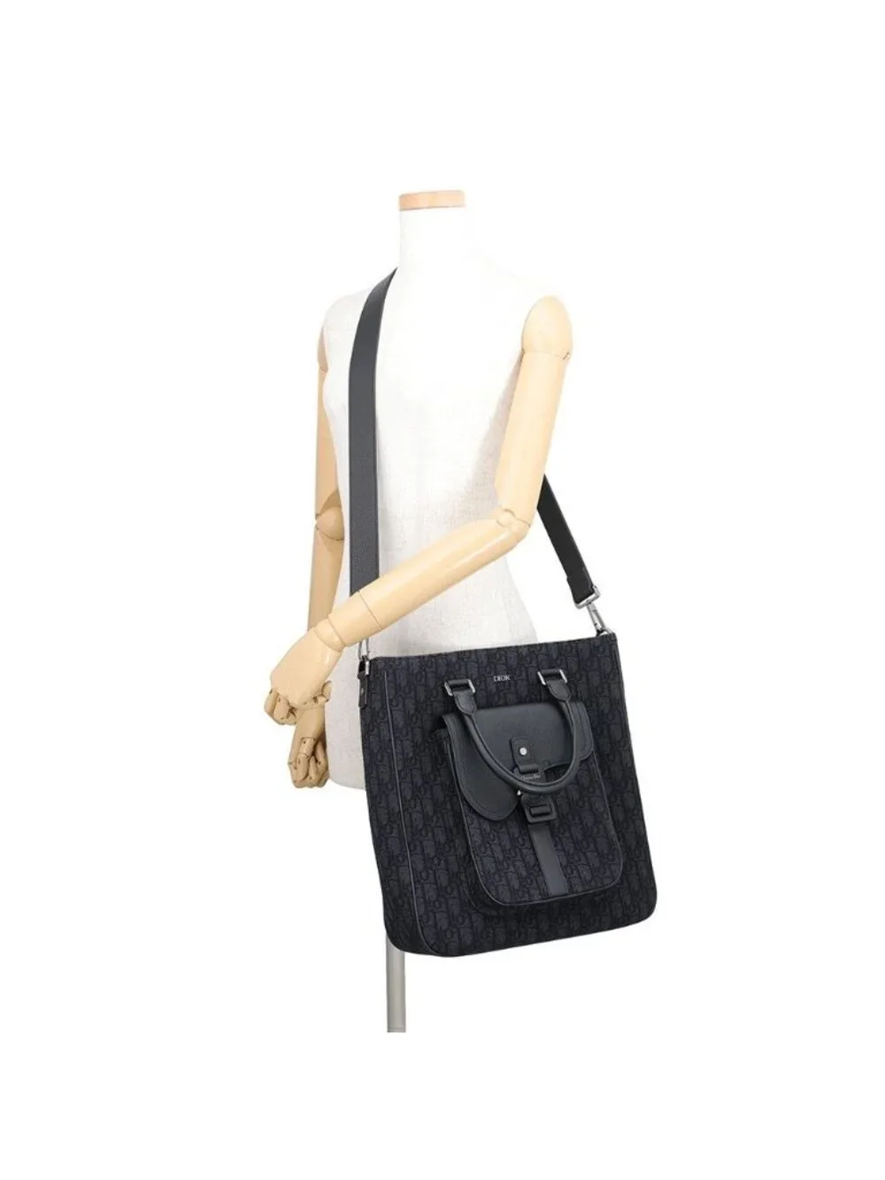 Dior Tote Bag Oblique Jacquard Saddle Trotter Black 2-Way